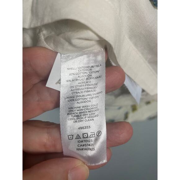 Loft size 8 straight midi skirt white with woven dash details, side zipper - Picture 6 of 6